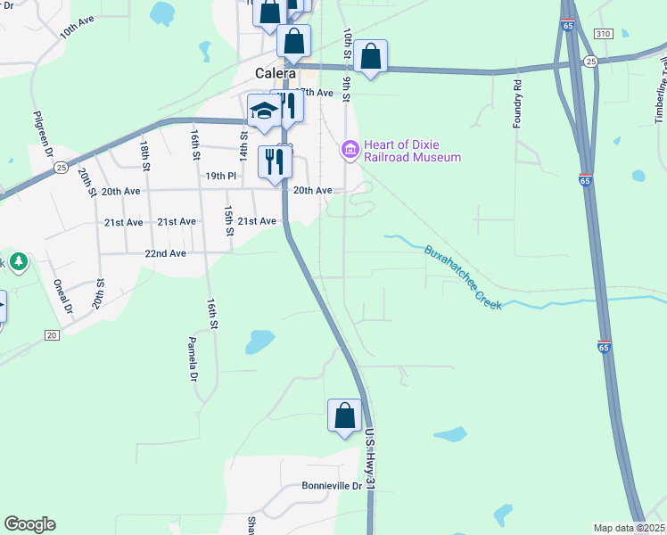 map of restaurants, bars, coffee shops, grocery stores, and more near 920 23rd Avenue in Calera