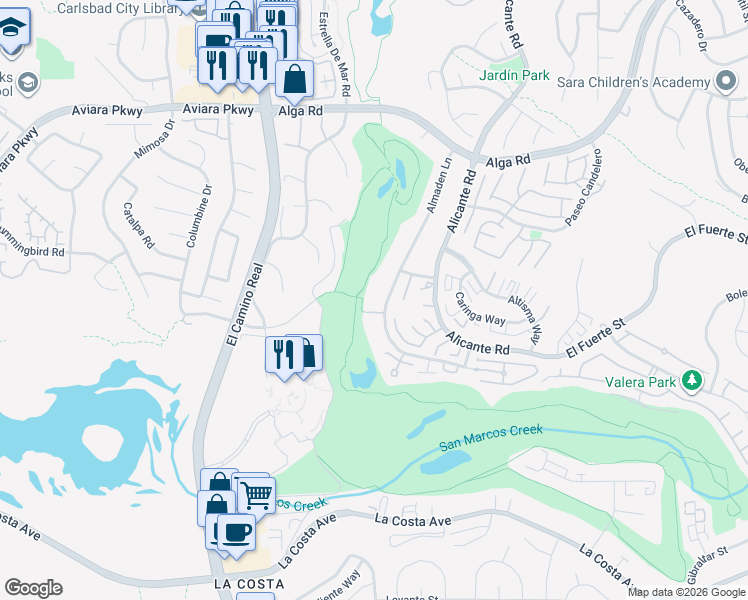 map of restaurants, bars, coffee shops, grocery stores, and more near in Carlsbad