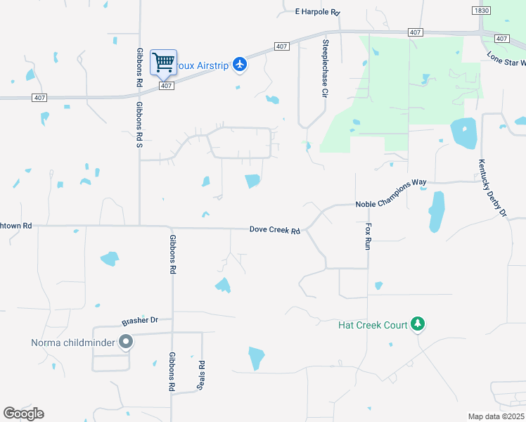 map of restaurants, bars, coffee shops, grocery stores, and more near 357 Dove Creek Road in Argyle