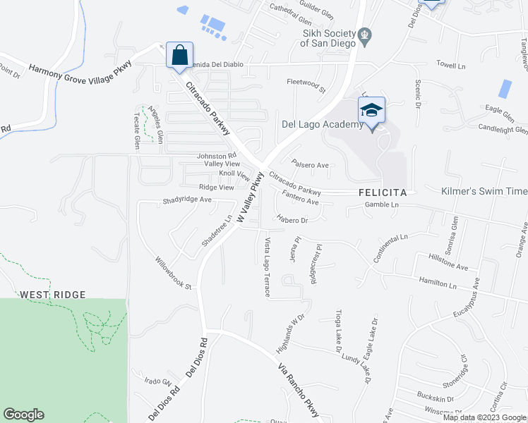 map of restaurants, bars, coffee shops, grocery stores, and more near 1948 Villa Del Dios Glen in Escondido