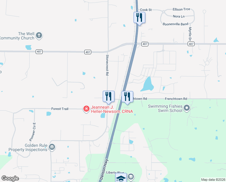 map of restaurants, bars, coffee shops, grocery stores, and more near 724 Charyl Lynn Drive in Argyle