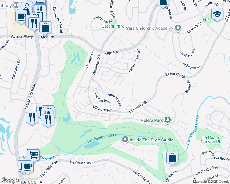 map of restaurants, bars, coffee shops, grocery stores, and more near 2364 Altisma Way in Carlsbad