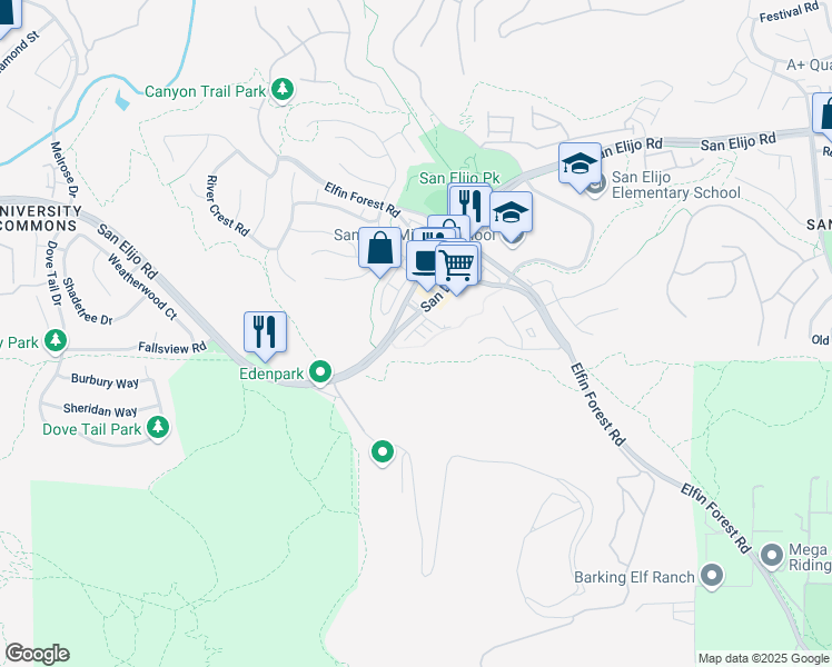 map of restaurants, bars, coffee shops, grocery stores, and more near 1393 Cattail Court in San Marcos