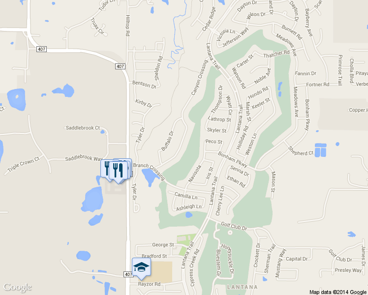 map of restaurants, bars, coffee shops, grocery stores, and more near 8490 Canyon Crossing in Lantana