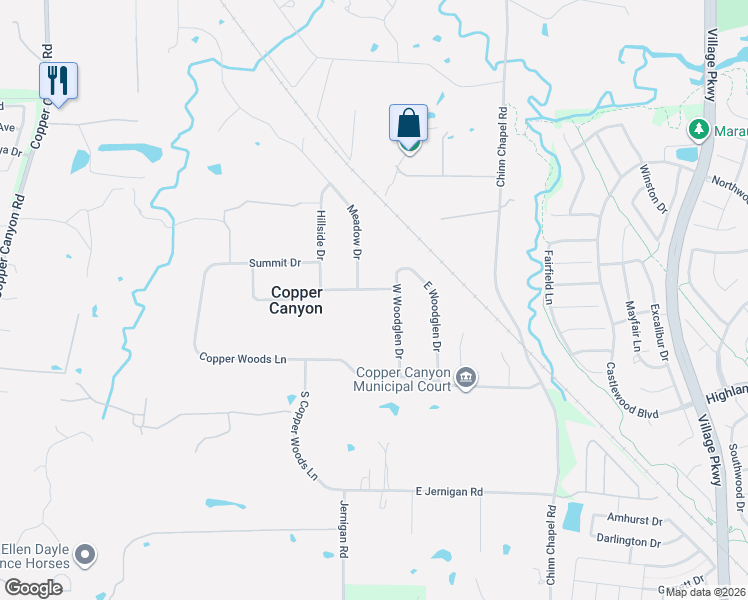 map of restaurants, bars, coffee shops, grocery stores, and more near 506 Oakridge Trail in Lewisville