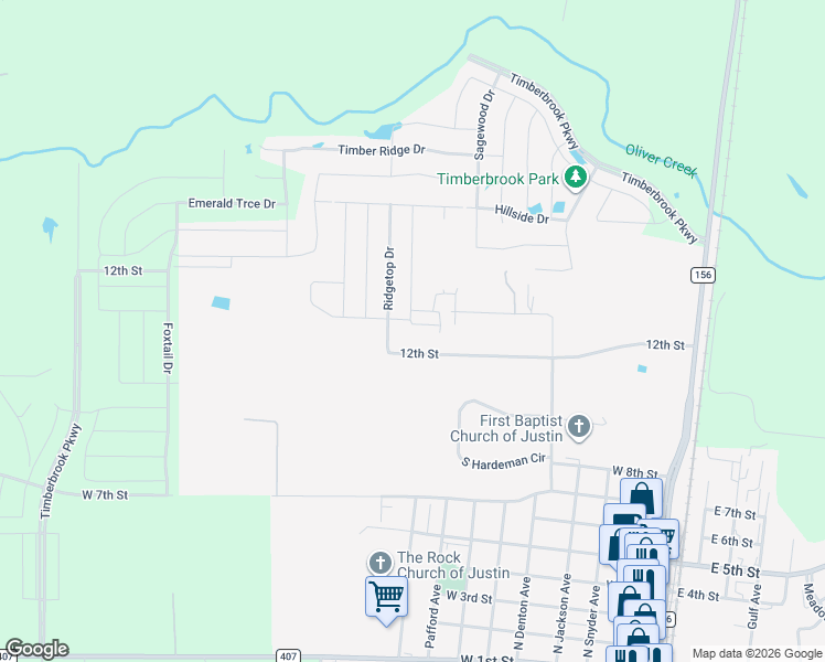 map of restaurants, bars, coffee shops, grocery stores, and more near 900 Valley Circle in Justin