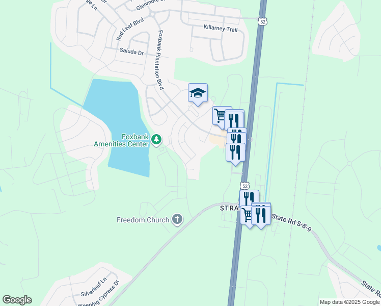 map of restaurants, bars, coffee shops, grocery stores, and more near 542 Alderly Drive in Moncks Corner