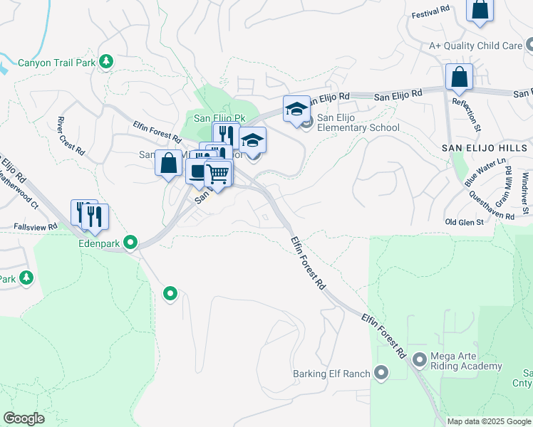 map of restaurants, bars, coffee shops, grocery stores, and more near 1730 Elfin Forest Road in San Marcos