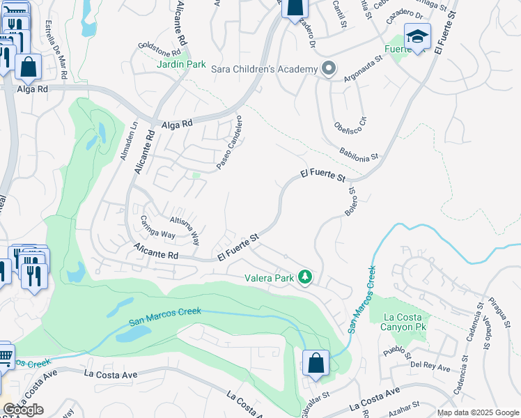 map of restaurants, bars, coffee shops, grocery stores, and more near 7335 El Fuerte Street in Carlsbad
