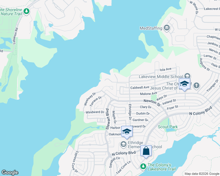 map of restaurants, bars, coffee shops, grocery stores, and more near 3809 Monterrey Circle in The Colony