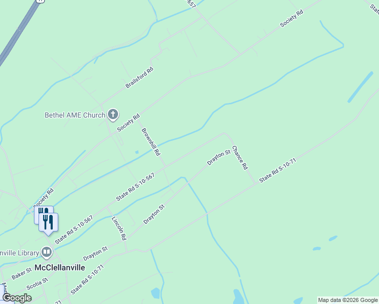map of restaurants, bars, coffee shops, grocery stores, and more near 538 Mercantile Road in McClellanville