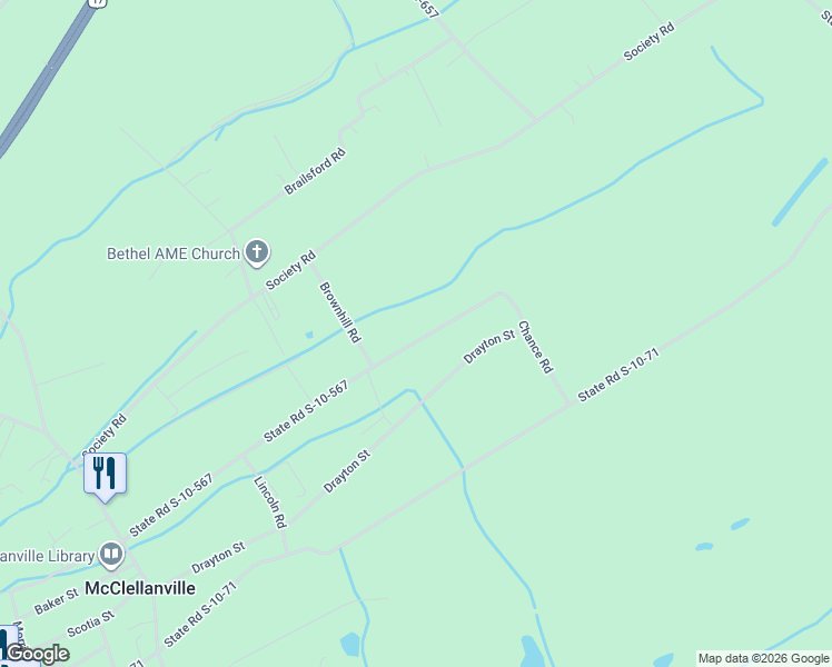 map of restaurants, bars, coffee shops, grocery stores, and more near 538 Mercantile Road in McClellanville