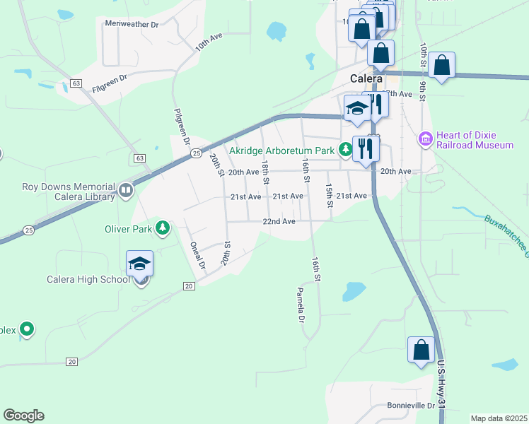 map of restaurants, bars, coffee shops, grocery stores, and more near 1820 22nd Avenue in Calera