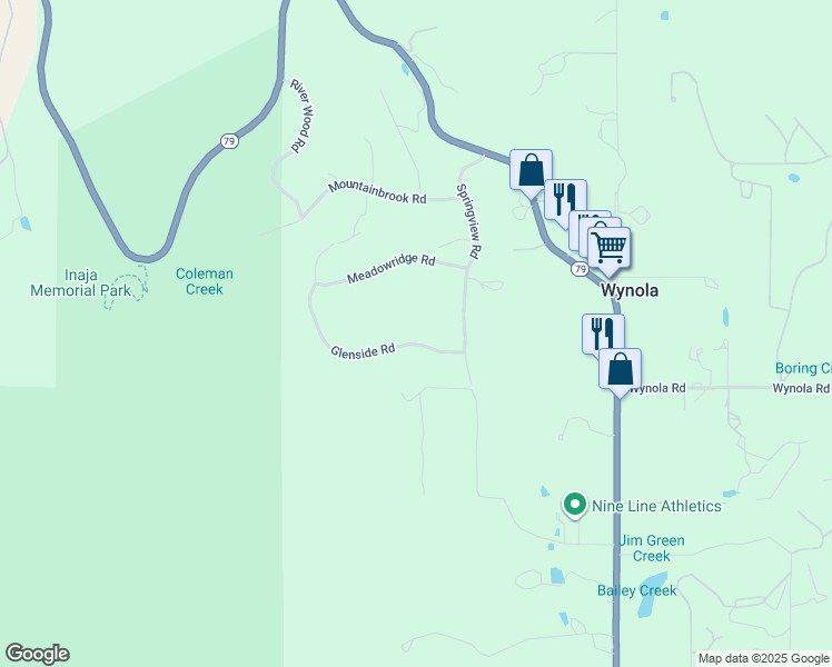 map of restaurants, bars, coffee shops, grocery stores, and more near 4756 Glenside Road in Santa Ysabel