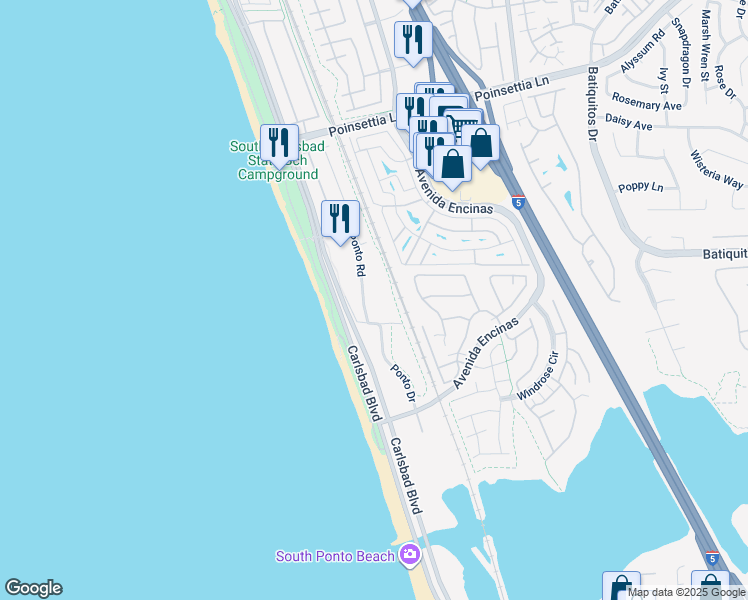 map of restaurants, bars, coffee shops, grocery stores, and more near in Carlsbad