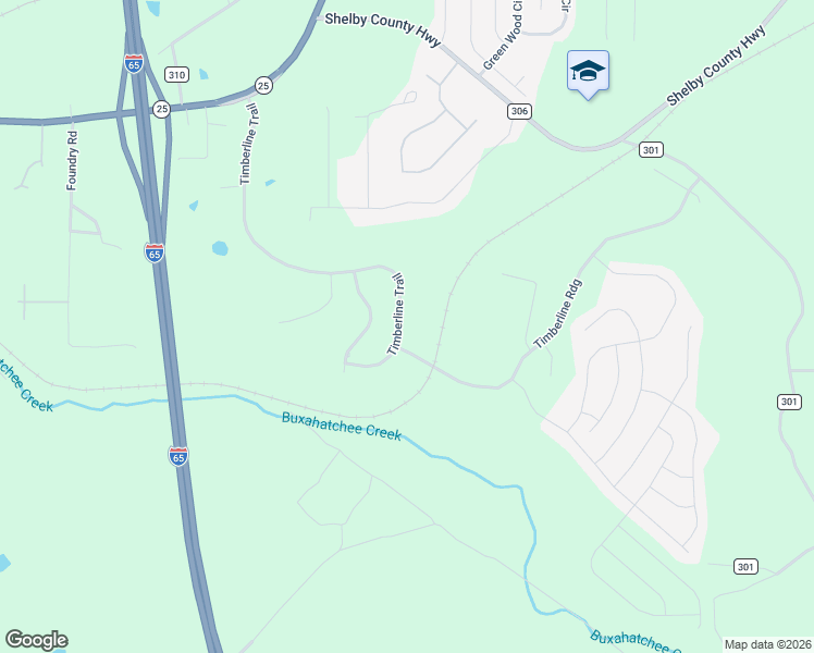 map of restaurants, bars, coffee shops, grocery stores, and more near 586 Timberline Trail in Calera
