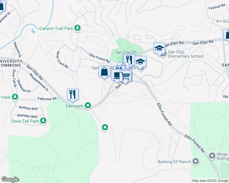 map of restaurants, bars, coffee shops, grocery stores, and more near 1358 Dandelion Way in San Marcos