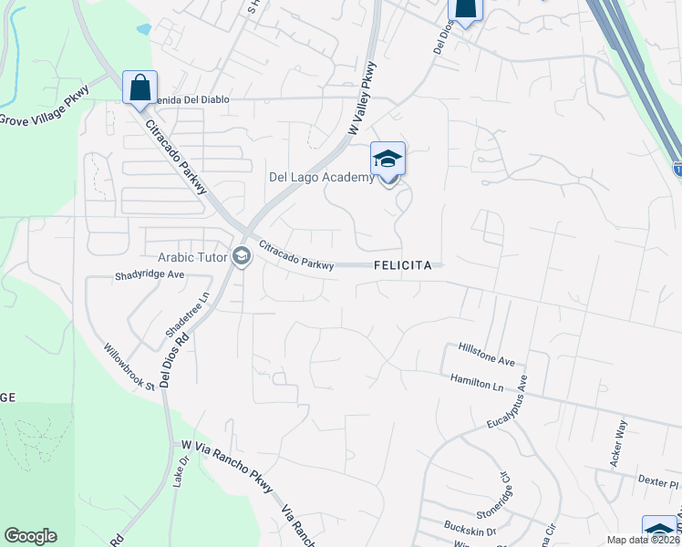 map of restaurants, bars, coffee shops, grocery stores, and more near 1944 Fantero Avenue in Escondido
