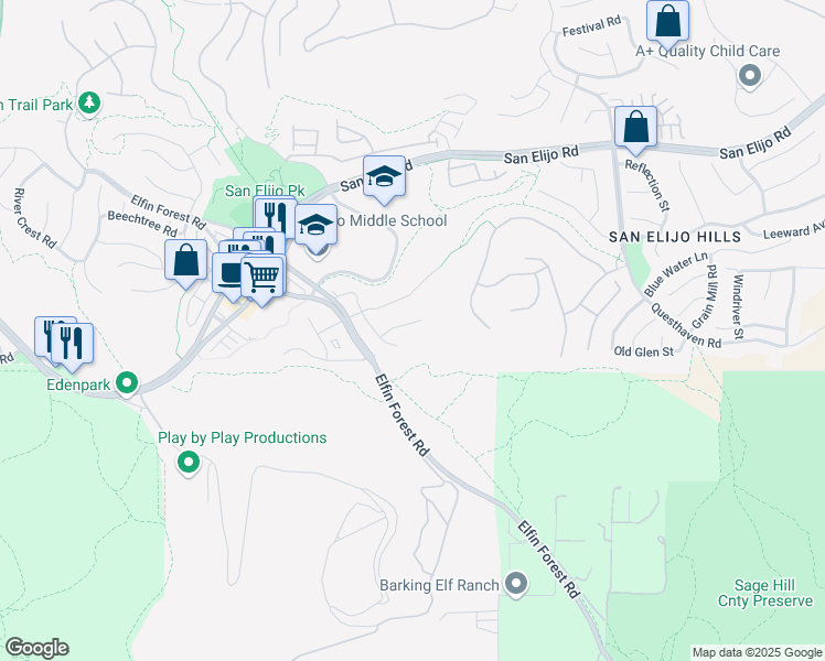 map of restaurants, bars, coffee shops, grocery stores, and more near 1141 Glen Ellen Place in San Marcos