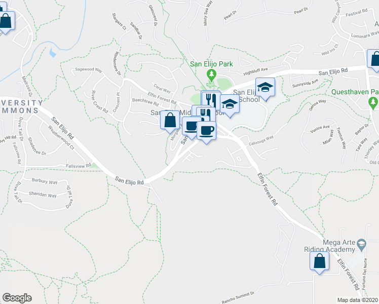 map of restaurants, bars, coffee shops, grocery stores, and more near 1354 Dandelion Way in San Marcos