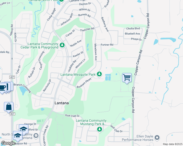 map of restaurants, bars, coffee shops, grocery stores, and more near 1310 Meadows Avenue in Lantana