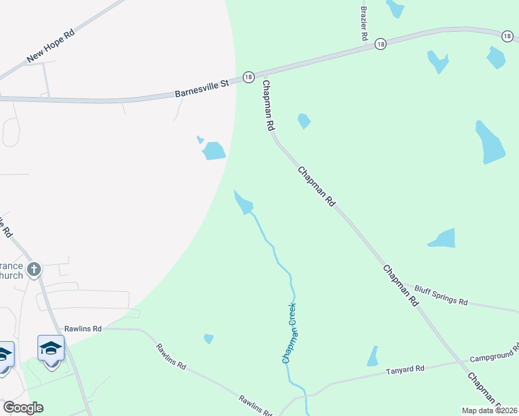 map of restaurants, bars, coffee shops, grocery stores, and more near 410 Chapman Road in Zebulon