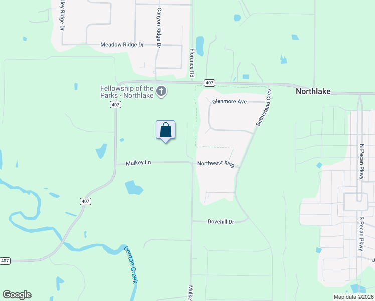 map of restaurants, bars, coffee shops, grocery stores, and more near 8556 Mulkey Road in Northlake