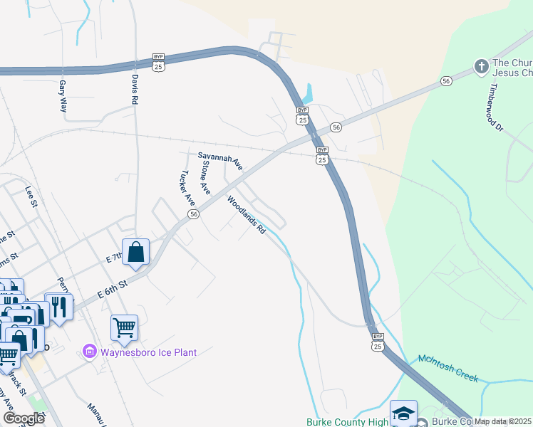 map of restaurants, bars, coffee shops, grocery stores, and more near 624 Forrest Ridge in Waynesboro