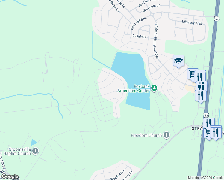 map of restaurants, bars, coffee shops, grocery stores, and more near 116 Long Trail Way in Moncks Corner