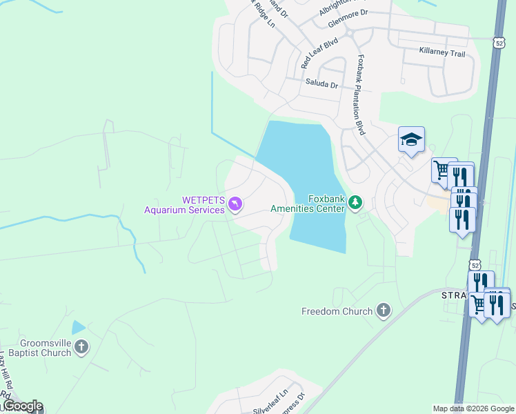 map of restaurants, bars, coffee shops, grocery stores, and more near 116 Long Trail Way in Moncks Corner