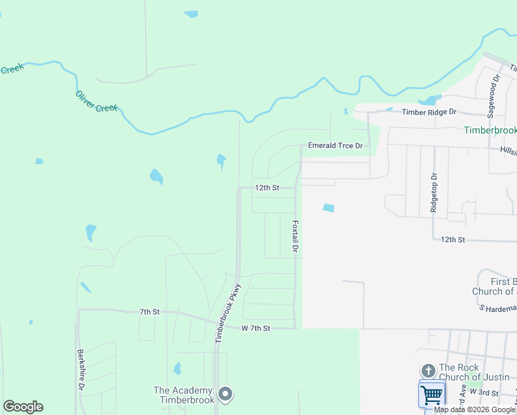 map of restaurants, bars, coffee shops, grocery stores, and more near West 7th Street in Justin