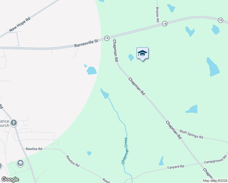 map of restaurants, bars, coffee shops, grocery stores, and more near 410 Chapman Road in Zebulon