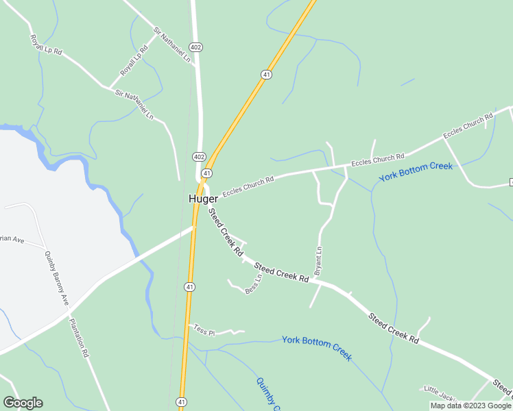 map of restaurants, bars, coffee shops, grocery stores, and more near 1043 Eccles Church Road in Huger