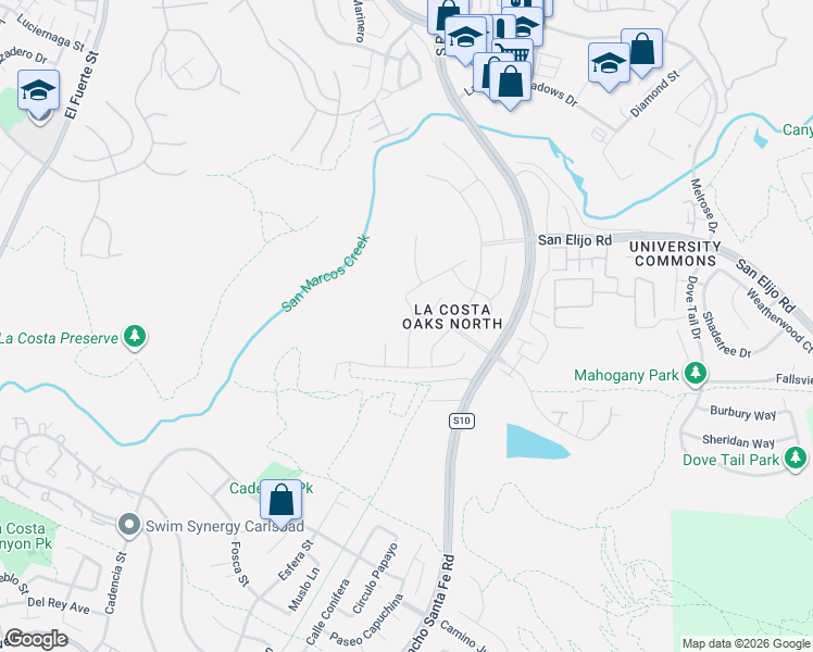 map of restaurants, bars, coffee shops, grocery stores, and more near 3428 Corte Altura in Carlsbad