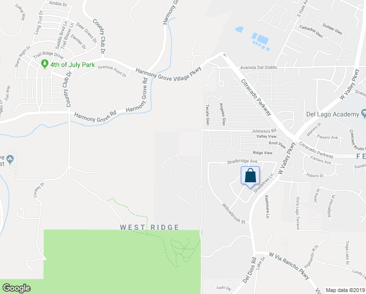 map of restaurants, bars, coffee shops, grocery stores, and more near 2253 Johnston Road in Escondido