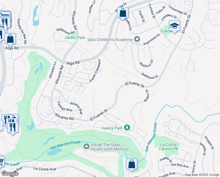 map of restaurants, bars, coffee shops, grocery stores, and more near 2647 Marmol Court in Carlsbad