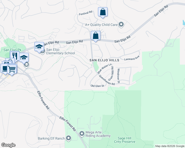 map of restaurants, bars, coffee shops, grocery stores, and more near 1721 Tara Way in San Marcos