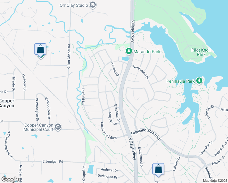 map of restaurants, bars, coffee shops, grocery stores, and more near 944 Excalibur Dr in Highland Village
