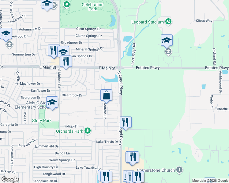 map of restaurants, bars, coffee shops, grocery stores, and more near 1810 Summer Glen Court in Allen