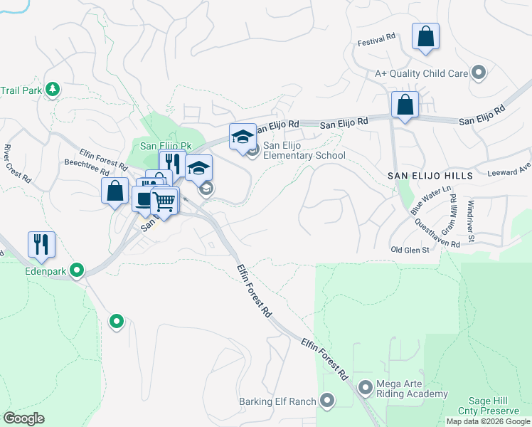 map of restaurants, bars, coffee shops, grocery stores, and more near 1121 Calistoga Way in San Marcos