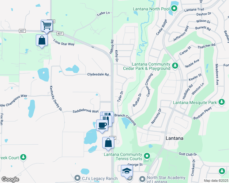 map of restaurants, bars, coffee shops, grocery stores, and more near 371 Granger Circle in Argyle