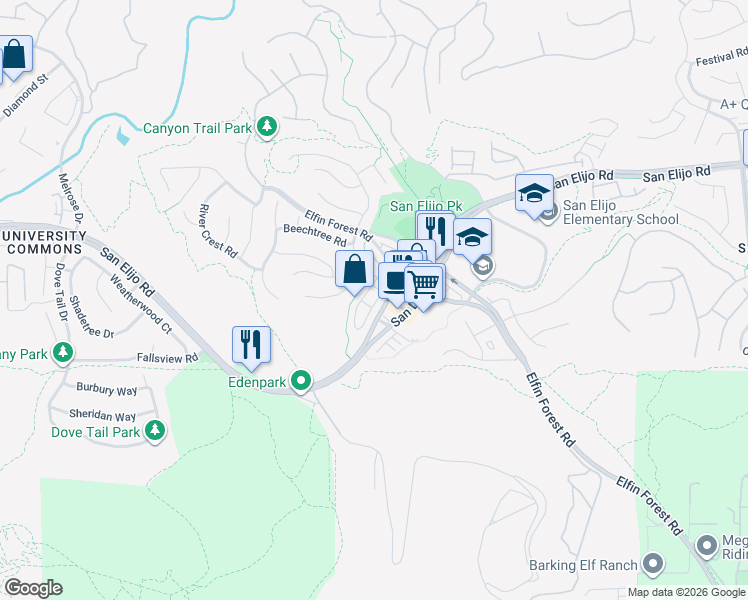map of restaurants, bars, coffee shops, grocery stores, and more near 1656 Avery Road in San Marcos