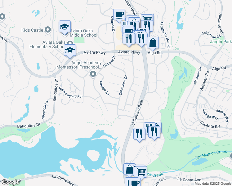 map of restaurants, bars, coffee shops, grocery stores, and more near 1745 Sorrel Court in Carlsbad