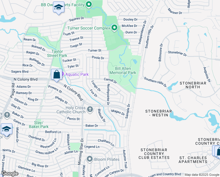 map of restaurants, bars, coffee shops, grocery stores, and more near 5901 Madison Dr in The Colony