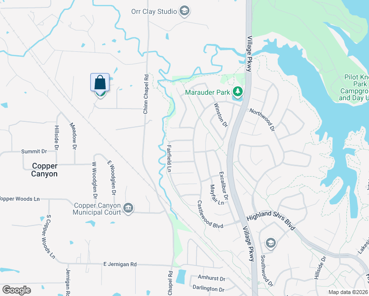 map of restaurants, bars, coffee shops, grocery stores, and more near 3405 Falken Court in Highland Village