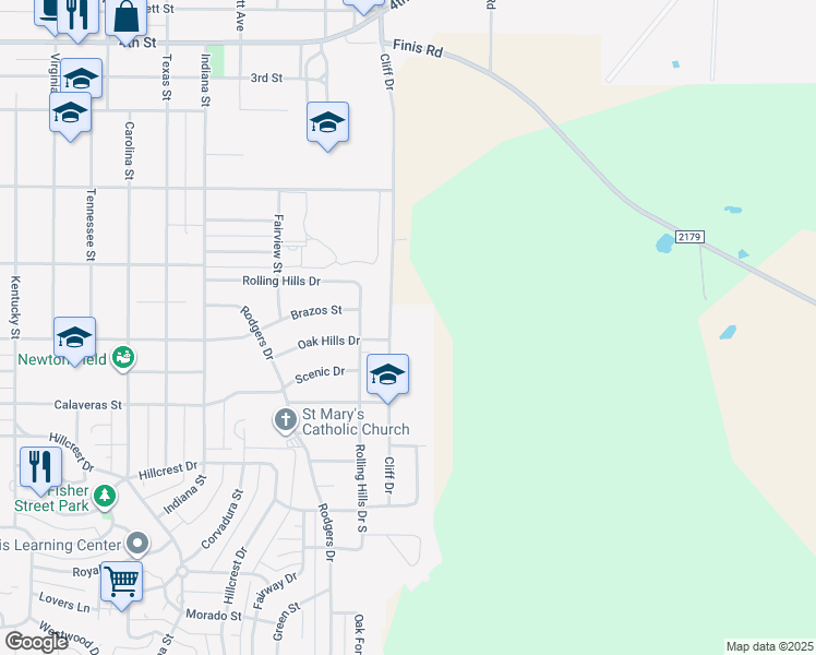 map of restaurants, bars, coffee shops, grocery stores, and more near 1015 Cliff Drive in Graham