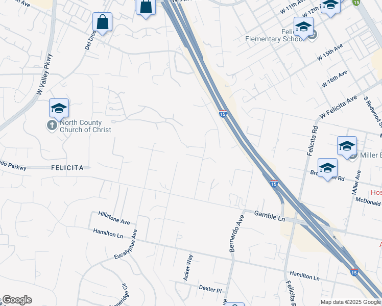 map of restaurants, bars, coffee shops, grocery stores, and more near 2057 Lemon Avenue in Escondido