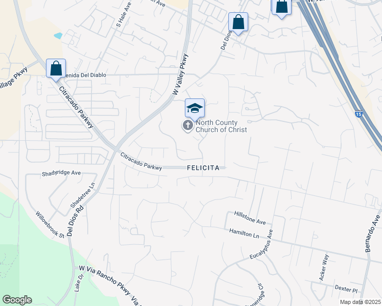 map of restaurants, bars, coffee shops, grocery stores, and more near 1772 Crescent Knolls Glen in Escondido