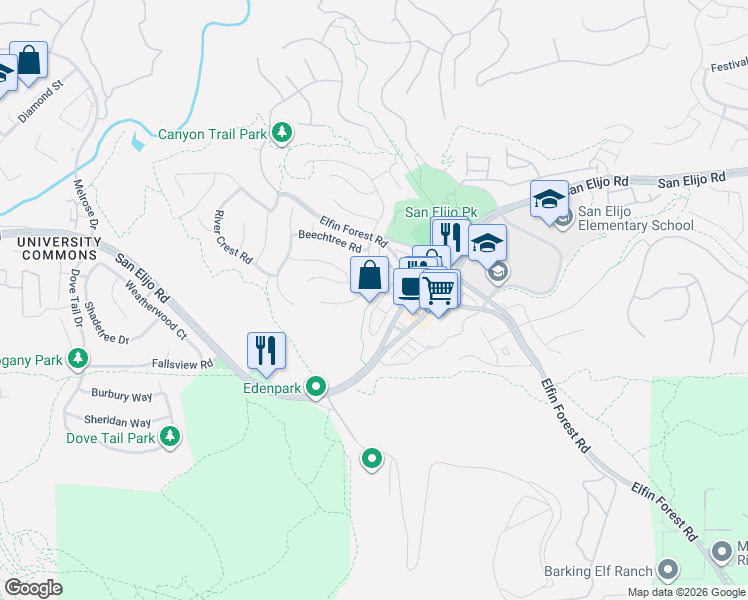 map of restaurants, bars, coffee shops, grocery stores, and more near 1752 Morgans Avenue in San Marcos