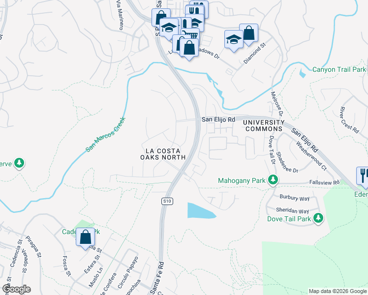 map of restaurants, bars, coffee shops, grocery stores, and more near 3466 Corte Fortuna in Carlsbad